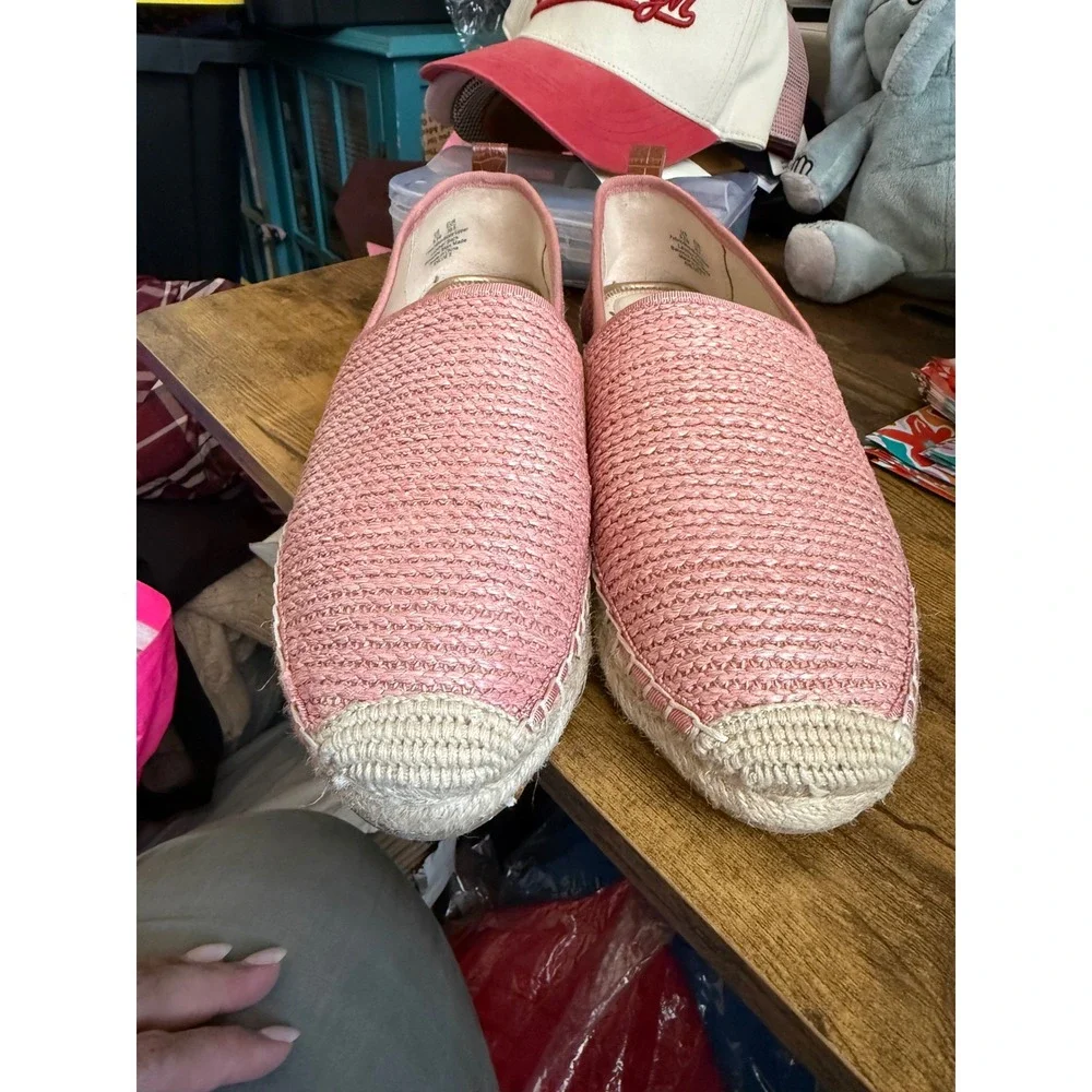 Sam Edelman Khloe Espadrille Flats Pink Raffia Rose Rope‎ Slip On Loafers 9.5
